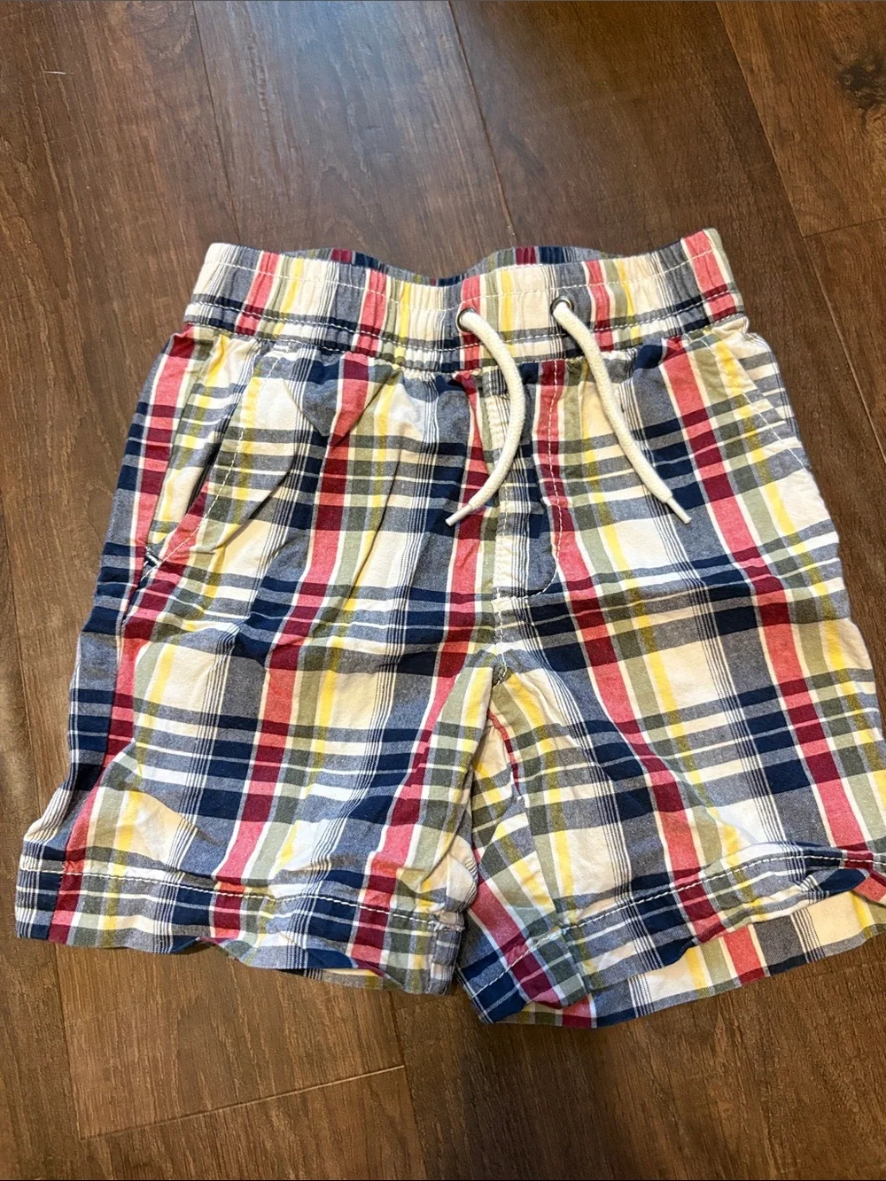 GAP Plaid Flat Front Shorts in Navy, Red, Yellow, White